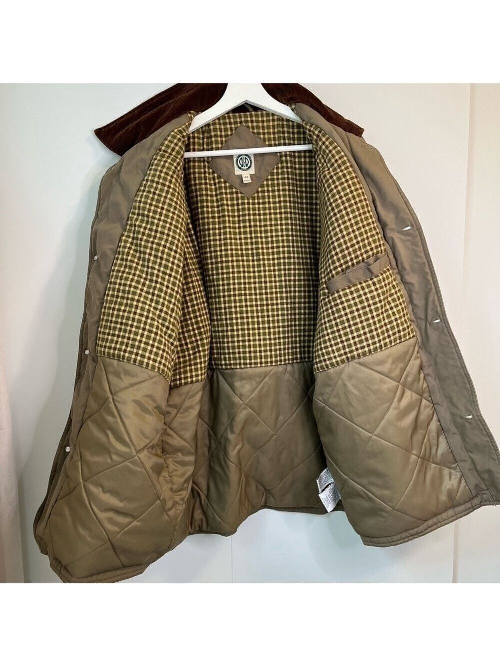 Men's Vintage R&R Chore Jacket Barn Coat Utility Corduroy Collar Khaki Brown 44 - Picture 10 of 16